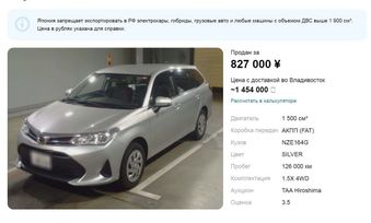  Toyota Corolla Fielder 2019 , 1400000 , 